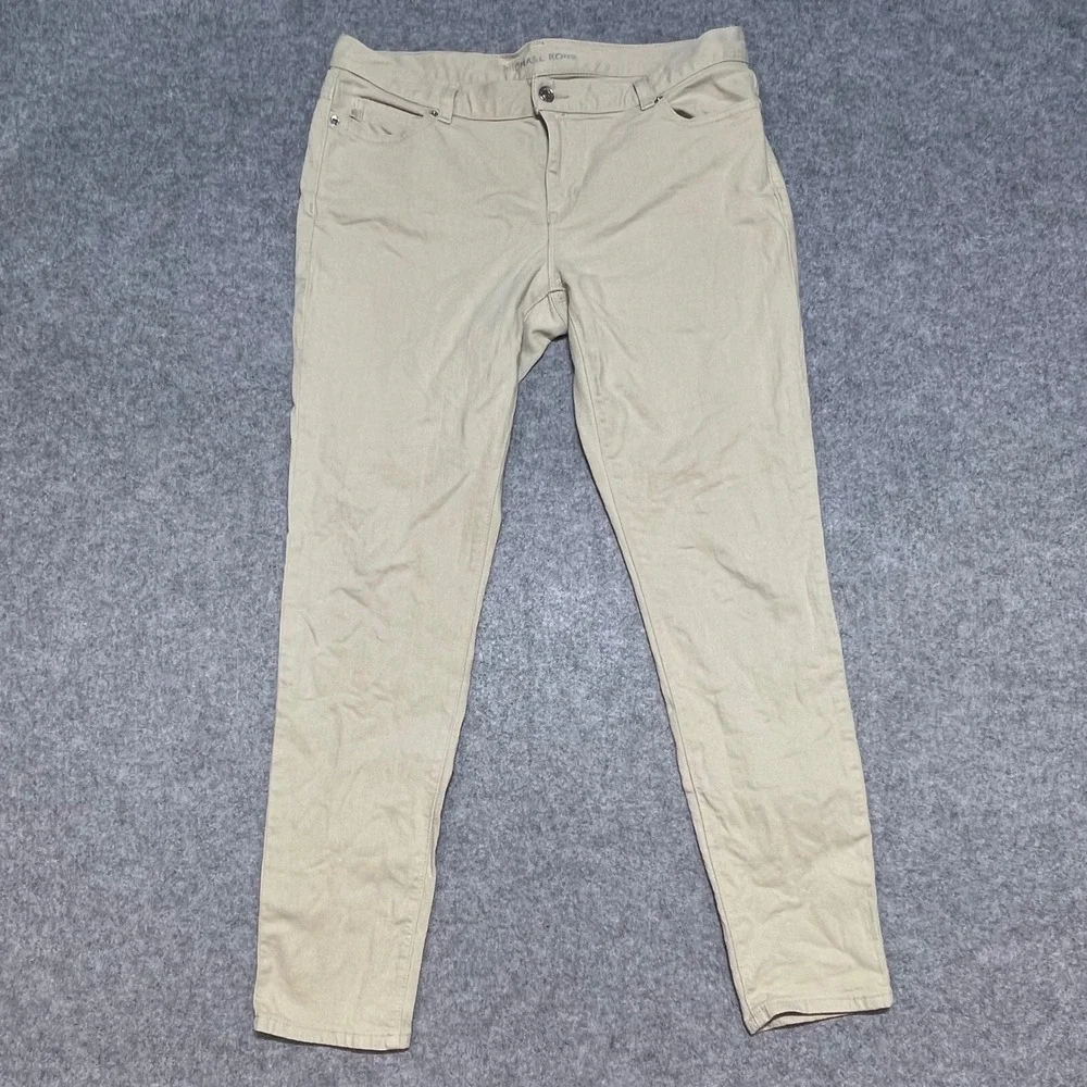 Michael‎ Kors Womens Sand Beige Skinny Stretch Pants Size 10 Mid Rise Chino